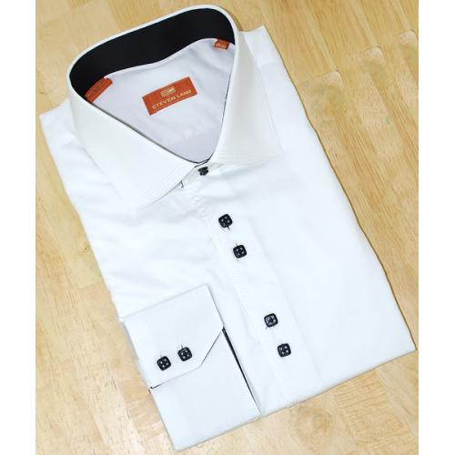 Steven Land  White With Quadruple Handpick Stitching 100% Cotton Shirt
